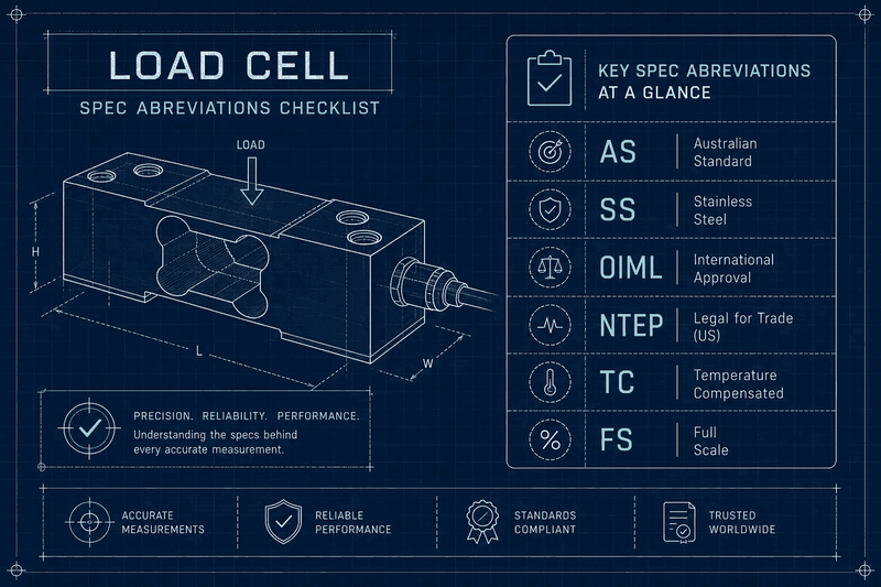 Checklist of specification abbreviations for load  cells: AS, SS, OIML and what they mean