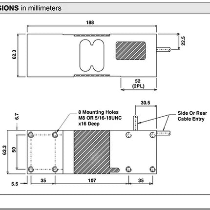 100kg Load Cell – Model 1260 Aluminum High-Capacity Single-Point Load Cell