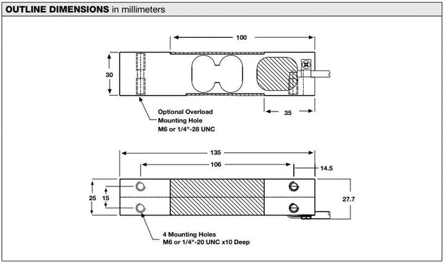 20kg Load Cell – Model 1130 Stainless Steel Single-Point Load Cell
