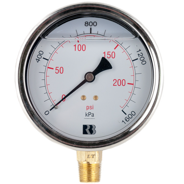 L63 (63mm Liquid Filled Pressure Gauge, lower mount)