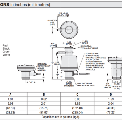 Model 65114 Stainless Steel, Single-Column Compression Load Cell