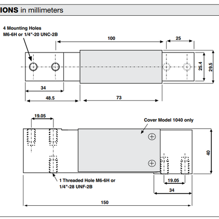 Model 1040/1041 Low Capacity Single-Point Aluminum Load Cells