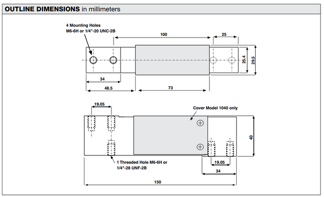 Model 1040/1041 Low Capacity Single-Point Aluminum Load Cells
