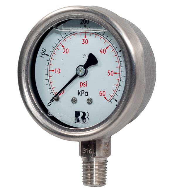AD-D-2 (63mm Stainless Steel Pressure Gauge, lower mount)