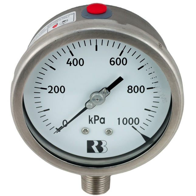AL-F-2 (100mm Stainless Steel Pressure Gauge, lower mount)