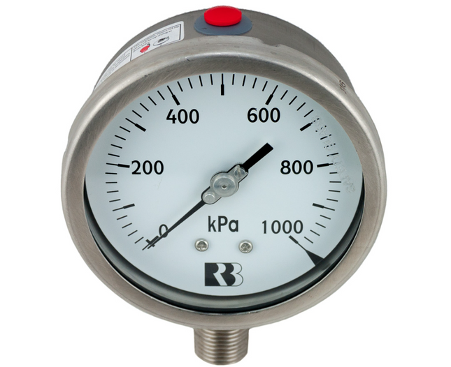 AL-F-2 (100mm Stainless Steel Pressure Gauge, lower mount)