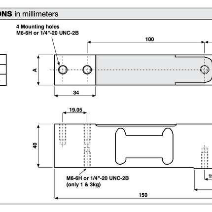 Model 1042 Tedea-Huntleigh Low Profile Aluminum Load Cell