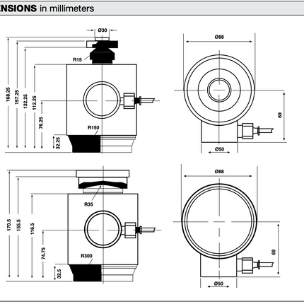Model 120 Tedea-Huntleigh High Capacity Compression Load Cell